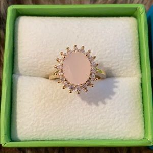 🆕 Light Rose Opaque Crystal Stone Ring